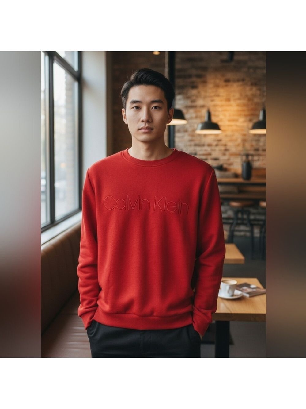 Calvin Klein Men's Bold Red Crewneck Sweater
